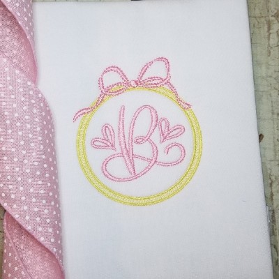 Monogram Frame with Bow embroidery design